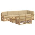 vidaXL Záhradná súprava gaučov 9 pcs Biela a béžová 59 x 59 x 37 cm – Obrázok 2