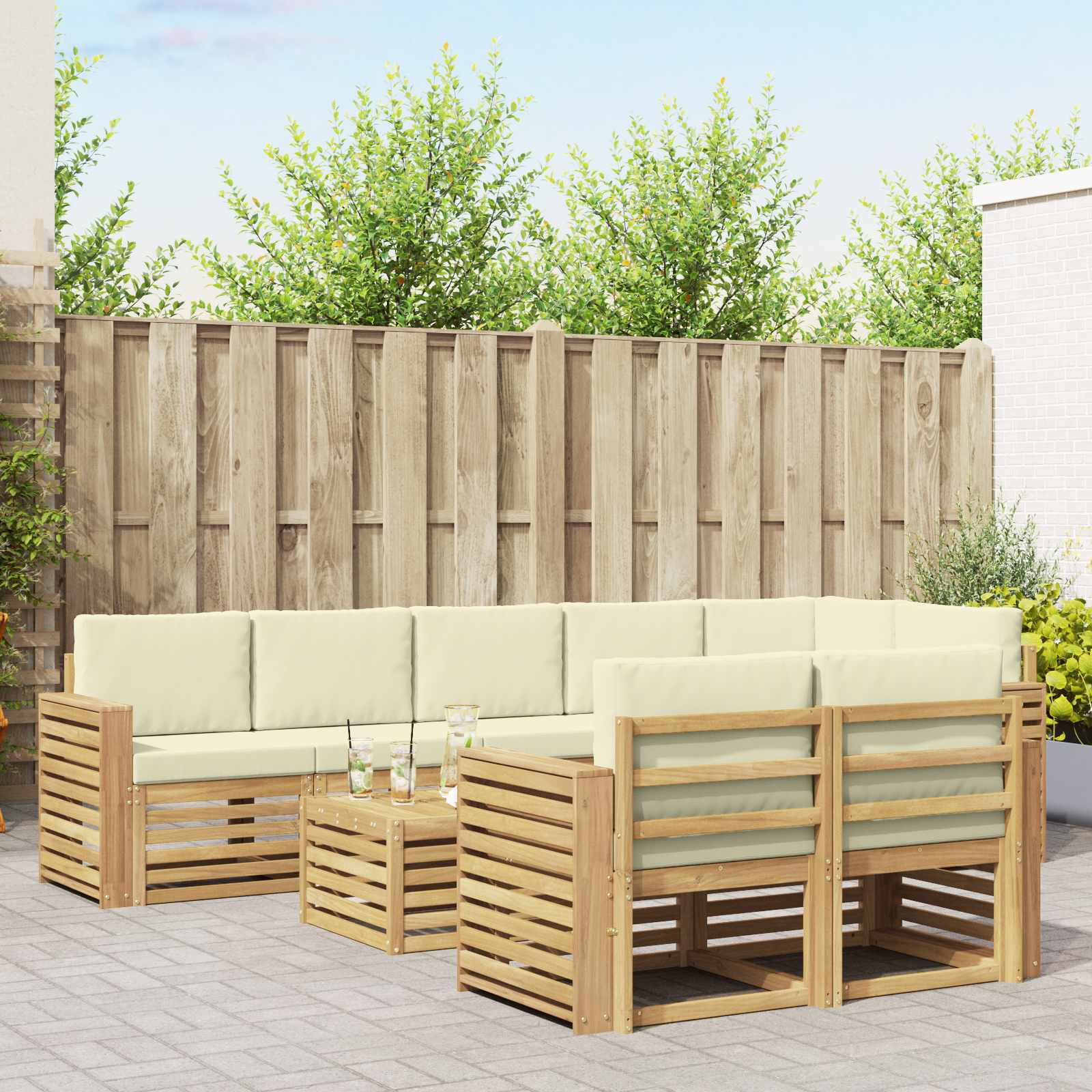 3392080_1.jpg vidaXL Záhradná súprava gaučov 9 pcs Biela a krémová 59 x 59 x 37 cm – Obrázok 1