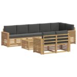 vidaXL Záhradná súprava gaučov 9 pcs Biela a antracitová – Obrázok 2