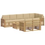 vidaXL Záhradná súprava gaučov 9 pcs Biela a béžová 59 x 59 x 37 cm – Obrázok 2