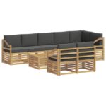 vidaXL Záhradná súprava gaučov 8 pcs Biela a antracitová – Obrázok 2