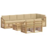vidaXL Záhradná súprava gaučov 9 pcs Biela a béžová 59 x 59 x 37 cm – Obrázok 2