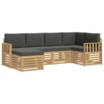 vidaXL Záhradná súprava gaučov 6 pcs Biela a antracitová Polyester – Obrázok 2