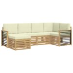 vidaXL Záhradná súprava gaučov 6 pcs Biela a krémová Polyester – Obrázok 2