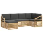 vidaXL Záhradná súprava gaučov 6 pcs Biela a antracitová Polyester – Obrázok 2