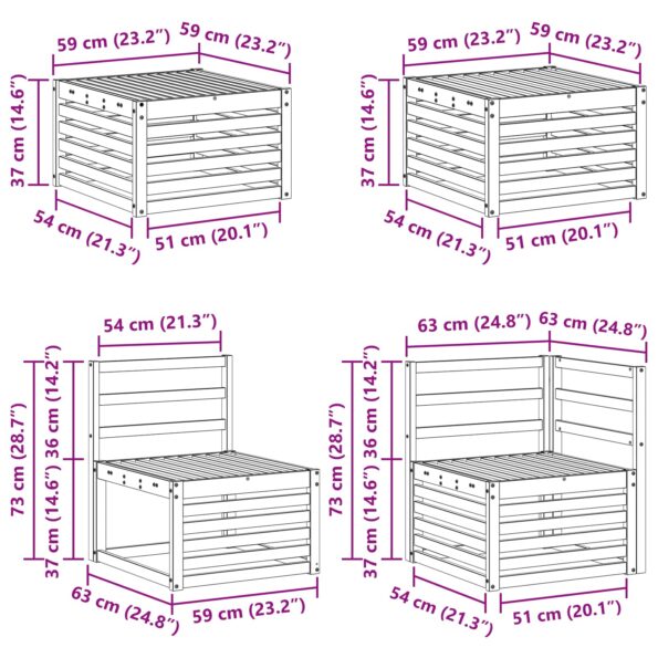 vidaXL Záhradná súprava gaučov 7 pcs Biela Polyester – Obrázok 10