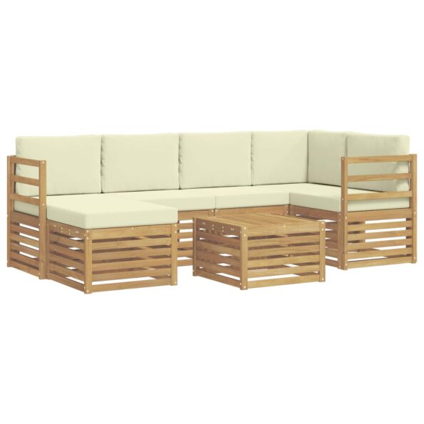 vidaXL Záhradná súprava gaučov 7 pcs Biela a krémová Polyester – Obrázok 2