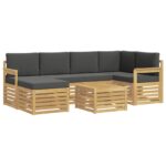 vidaXL Záhradná súprava gaučov 7 pcs Biela a antracitová Polyester – Obrázok 2