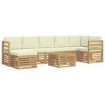 vidaXL Záhradná súprava gaučov 8 pcs Biela a krémová 59 x 59 x 37 cm – Obrázok 2