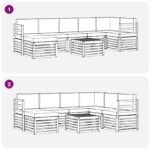 vidaXL Záhradná súprava gaučov 8 pcs Biela a krémová 59 x 59 x 37 cm – Obrázok 8