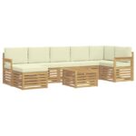 vidaXL Záhradná súprava gaučov 8 pcs Biela a krémová 59 x 59 x 37 cm – Obrázok 2