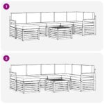 vidaXL Záhradná súprava gaučov 8 pcs Biela a krémová 59 x 59 x 37 cm – Obrázok 8
