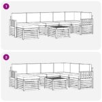 vidaXL Záhradná súprava gaučov 7 pcs Biela a béžová 59 x 59 x 37 cm – Obrázok 8