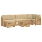 vidaXL Záhradná súprava gaučov 8 pcs Biela a béžová 59 x 59 x 37 cm – Obrázok 2