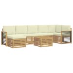 vidaXL Záhradná súprava gaučov 8 pcs Biela a krémová 59 x 59 x 37 cm – Obrázok 2
