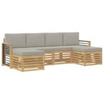 vidaXL Súpravy pohoviek 6 pcs Biela a svetlosivá 249 x 122,5 x 73 cm – Obrázok 2