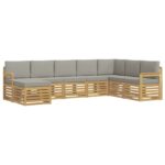 vidaXL Záhradná súprava gaučov 6 pcs Biela a svetlosivá – Obrázok 2