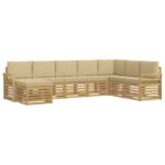 vidaXL Záhradná súprava gaučov 8 pcs Biela a béžová 308 x 190 x 73 cm – Obrázok 2