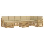 vidaXL Záhradná súprava gaučov 7 pcs Biela a béžová 59 x 59 x 37 cm – Obrázok 2