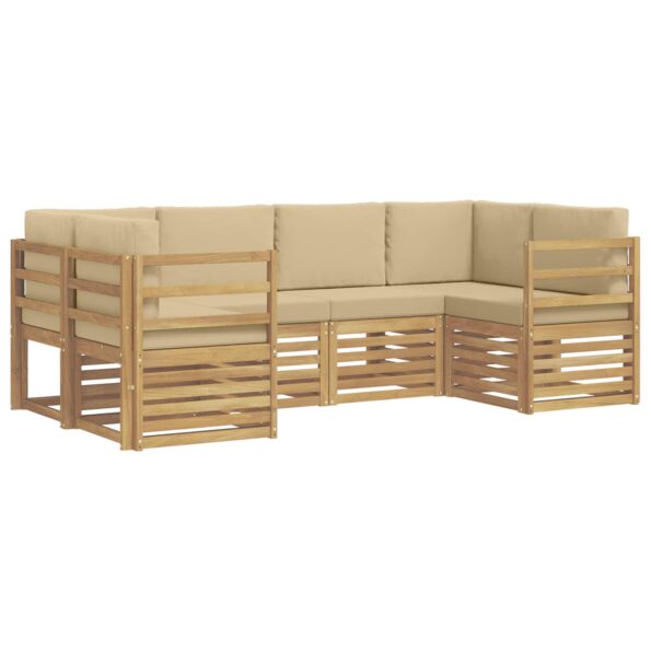 vidaXL Sada rohových gaučov 6 pcs Biela a béžová 245 x 126,5 x 73 cm – Obrázok 2