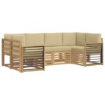 vidaXL Sada rohových gaučov 6 pcs Biela a béžová 245 x 128,5 x 73 cm – Obrázok 2