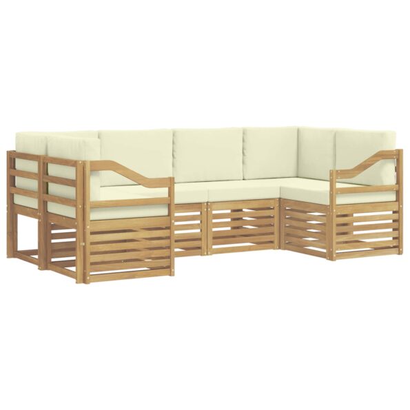 vidaXL Sada rohových gaučov s vankúšom 6 pcs Biela a krémová Polyester – Obrázok 2
