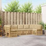 vidaXL Sada rohových gaučov 7 pcs Biela a béžová 304 x 126,5 x 73 cm