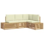 vidaXL Záhradná súprava gaučov Biela 213,5 x 154,5 x 73 cm Polyester – Obrázok 2