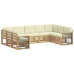 vidaXL Sada rohových gaučov s vankúšom 9 pcs Biela a krémová Polyester – Obrázok 2