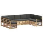 vidaXL Sada rohových gaučov 9 pcs Biela a antracitová – Obrázok 2