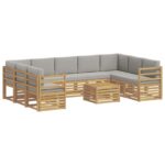 vidaXL Súpravy pohoviek 10 pcs Biela a svetlosivá 59 x 59 x 37 cm – Obrázok 2