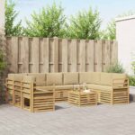 vidaXL Súpravy pohoviek 10 pcs Biela a béžová 59 x 59 x 37 cm