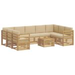 vidaXL Súpravy pohoviek 10 pcs Biela a béžová 59 x 59 x 37 cm – Obrázok 2