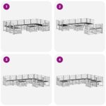 vidaXL Záhradná súprava gaučov 10 pcs Biela 59 x 59 x 37 cm – Obrázok 8