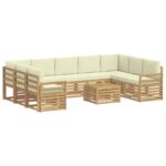 vidaXL Záhradná súprava gaučov 10 pcs Biela a krémová 59 x 59 x 37 cm – Obrázok 2