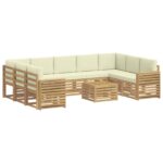 vidaXL Záhradná súprava gaučov 10 pcs Biela a krémová 59 x 59 x 37 cm – Obrázok 2