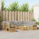 vidaXL Súpravy pohoviek 10 pcs Biela a svetlosivá 59 x 59 x 37 cm