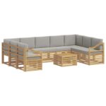 vidaXL Súpravy pohoviek 10 pcs Biela a svetlosivá 59 x 59 x 37 cm – Obrázok 2
