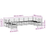 vidaXL Záhradná súprava gaučov 10 pcs Biela 363 x 185,5 x 73 cm – Obrázok 7
