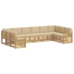 vidaXL Záhradná súprava gaučov 10 pcs Biela a béžová 363 x 190 x 73 cm – Obrázok 2