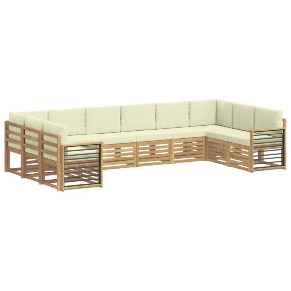 vidaXL Sada rohových gaučov 10 pcs Biela a krémová Polyester – Obrázok 2