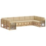 vidaXL Sada rohových gaučov 10 pcs Biela a béžová 363 x 187,5 x 73 cm – Obrázok 2