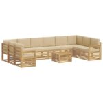 vidaXL Záhradná súprava gaučov 8 pcs Biela a béžová 59 x 59 x 37 cm – Obrázok 2