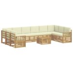 vidaXL Záhradná súprava gaučov 8 pcs Biela a krémová 59 x 59 x 37 cm – Obrázok 2