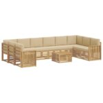 vidaXL Záhradná súprava gaučov 11 pcs Biela a béžová 59 x 59 x 37 cm – Obrázok 2