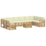 vidaXL Záhradná súprava gaučov 11 pcs Biela a krémová 59 x 59 x 37 cm – Obrázok 2