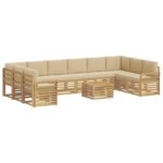 vidaXL Záhradná súprava gaučov 11 pcs Biela a béžová 59 x 59 x 37 cm – Obrázok 2