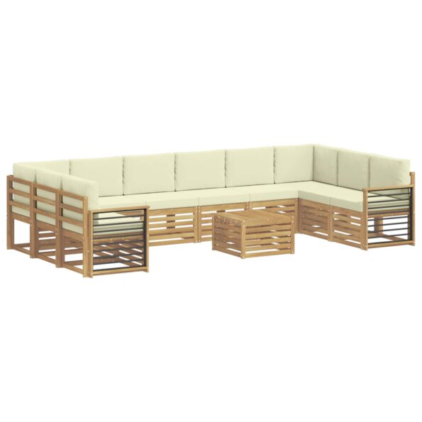 vidaXL Záhradná súprava gaučov 11 pcs Biela a krémová Polyester – Obrázok 2