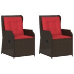 vidaXL Záhradná lavička 2 pcs Hnedá polyratan – Obrázok 2