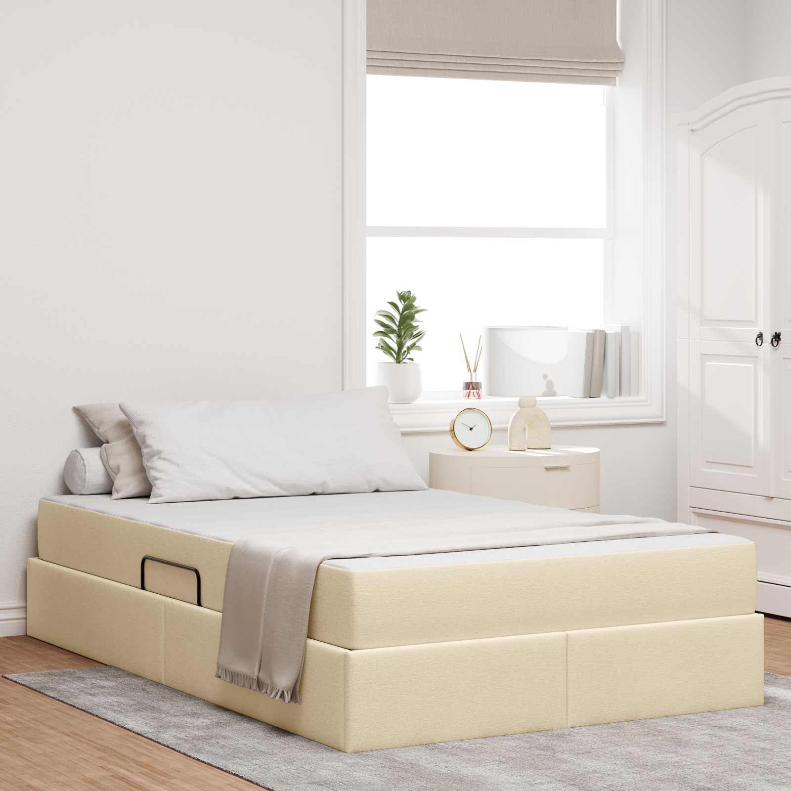 3399650_1.jpg vidaXL Postel s úložným prostorem a matrací Krémová 120 x 190 cm – Obrázok 1